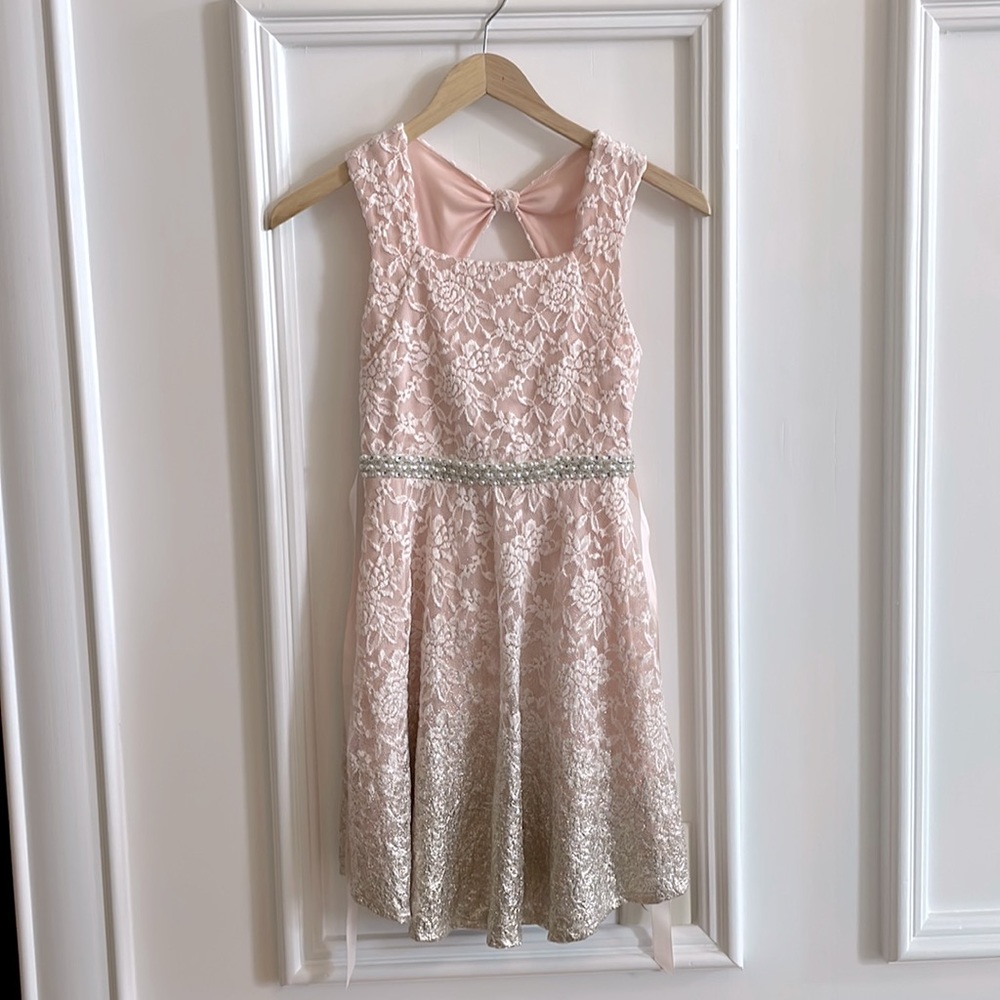 Pink and gold floral patterned dress :)